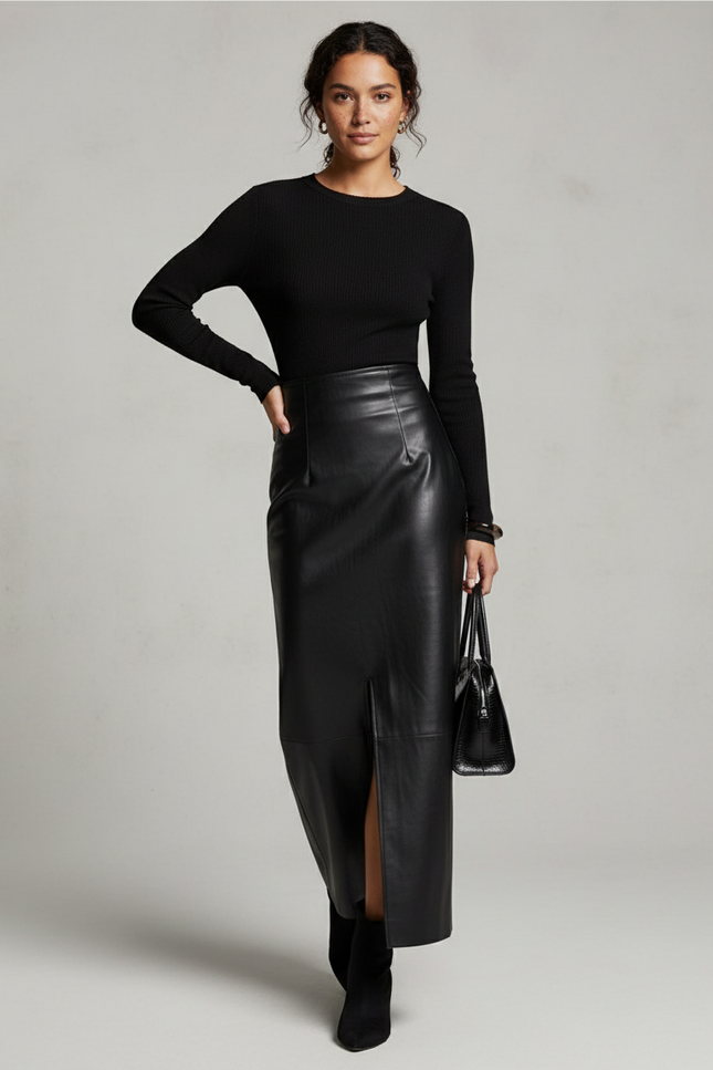 Jupe Crayon Longue Cuir