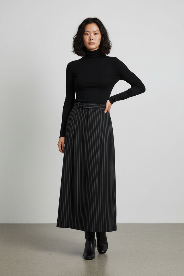 Jupe Crayon Longue Rayée Élégante