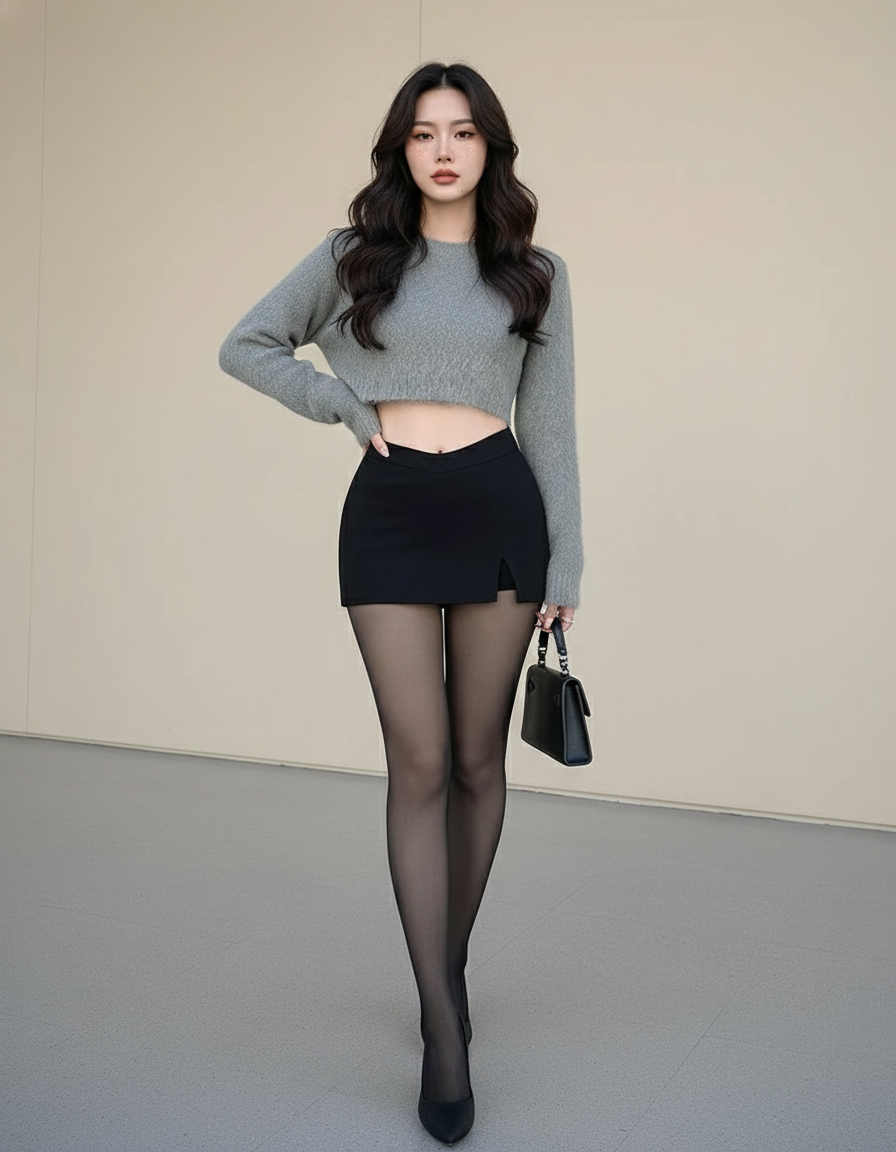 Jupe Crayon Noire Fendue Chic