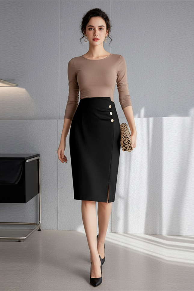 Tailleur Jupe Crayon Taille Haute