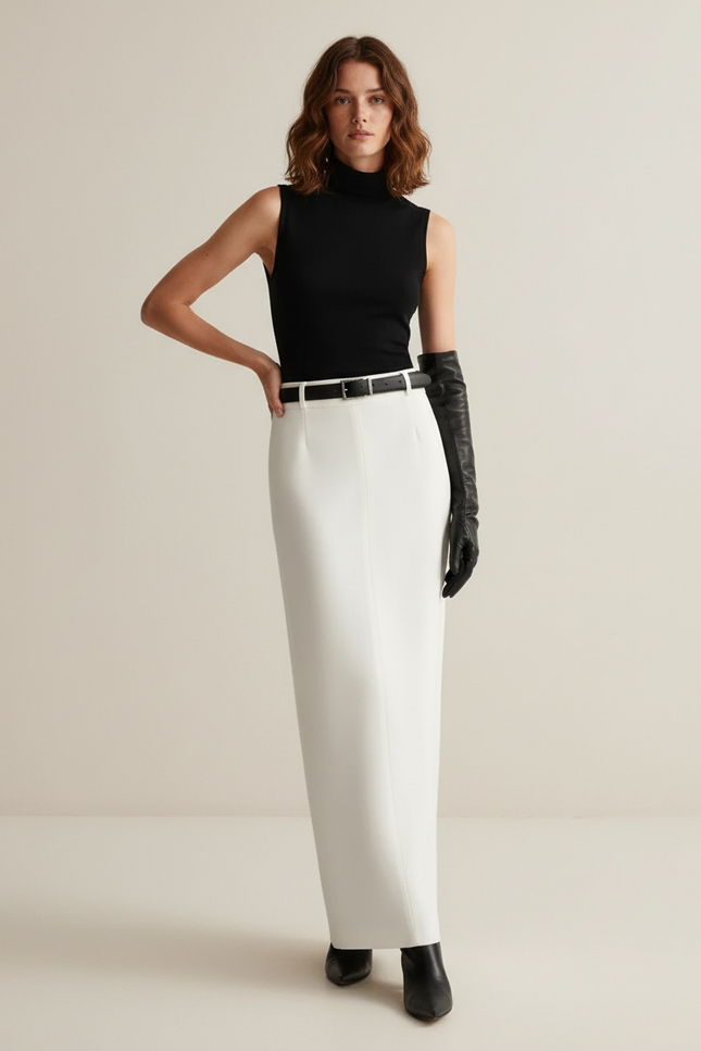 Jupe Crayon Blanche Taille Haute Élégante