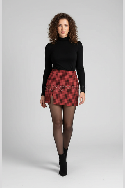 Jupe Crayon Mini Écossaise Chic