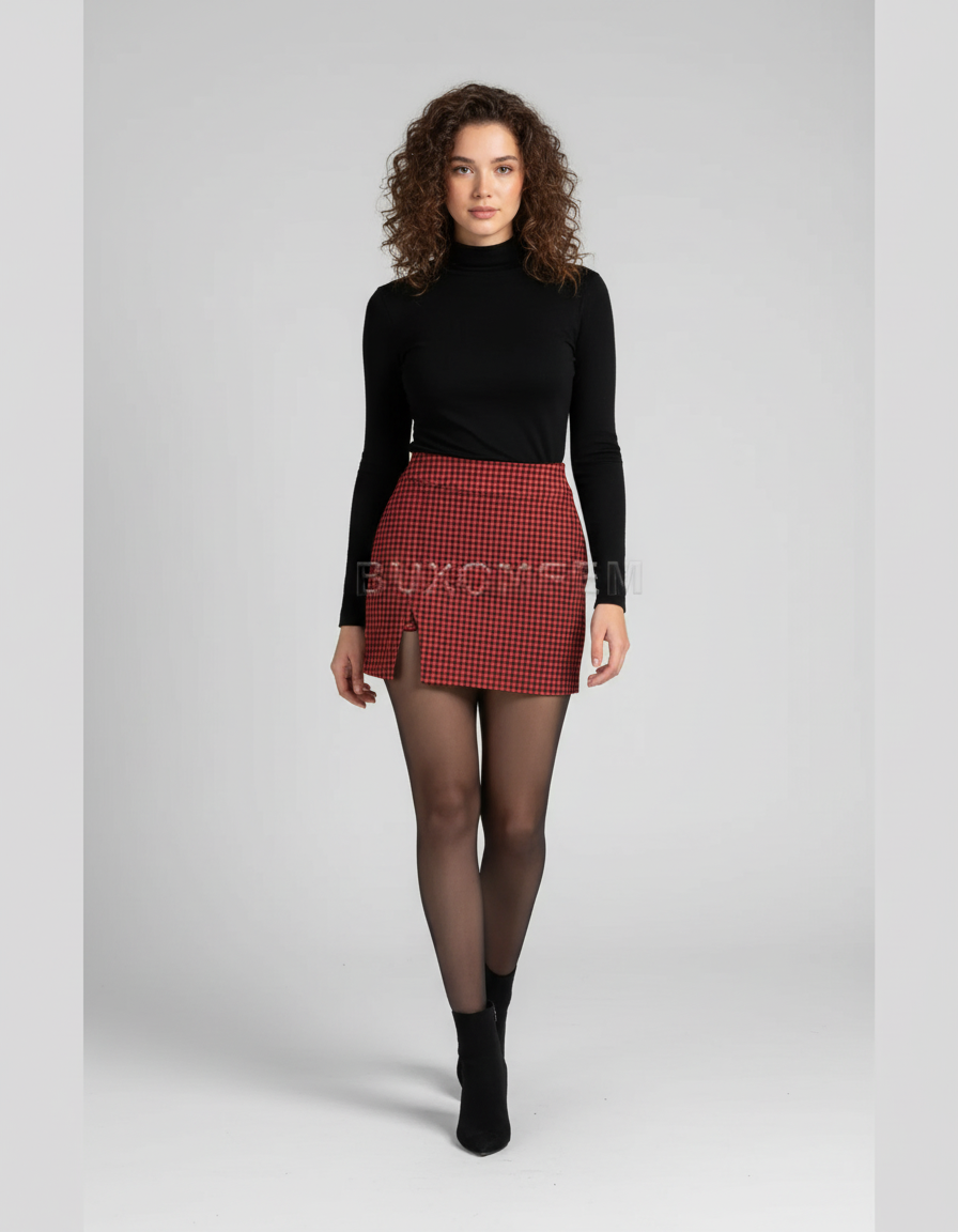 Jupe Crayon Mini Écossaise Chic