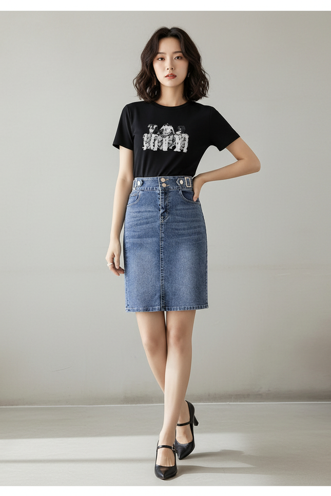 Jupe Crayon Jean Femme