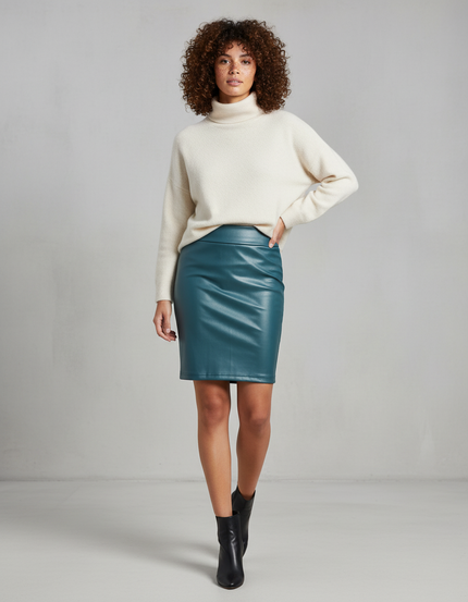 Jupe Crayon Simili Cuir Verte