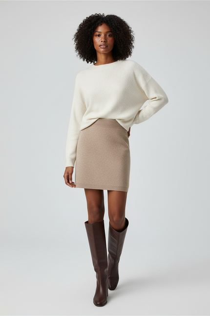Jupe Crayon Beige Tricotée Chic