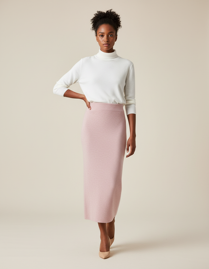 Jupe Crayon Rose Tricotée Élégante