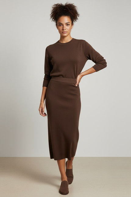 Jupe Crayon Tricotée Taille Haute Élégante