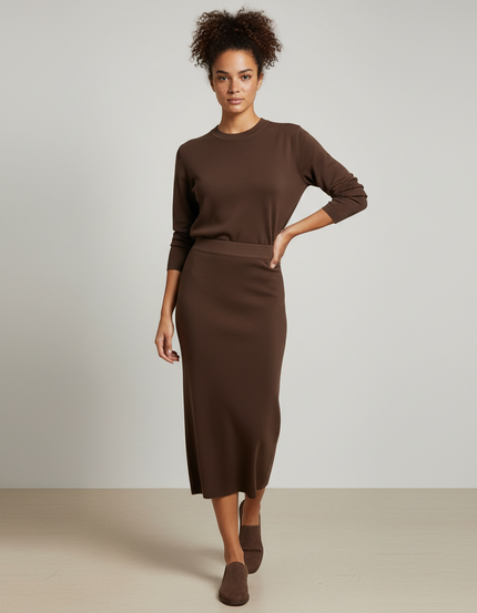 Jupe Crayon Tricotée Taille Haute Élégante