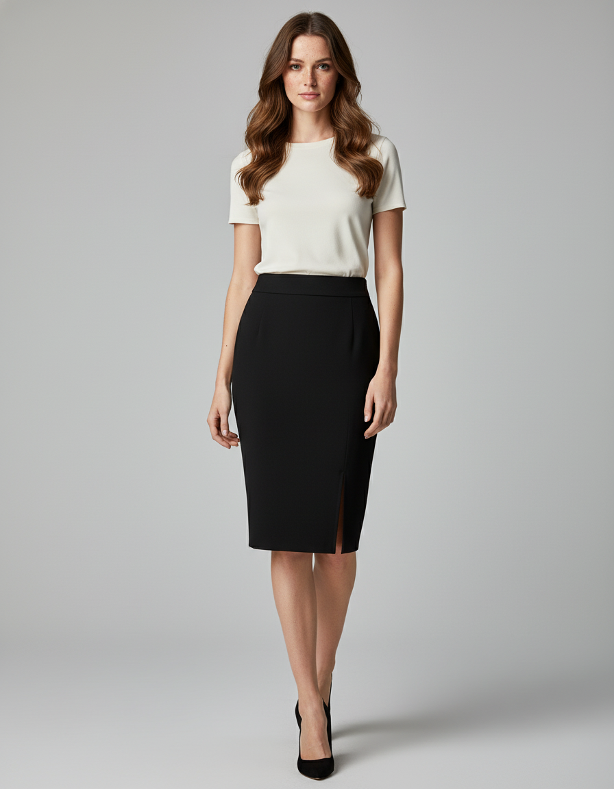 Jupe Crayon Noire Fendue Chic