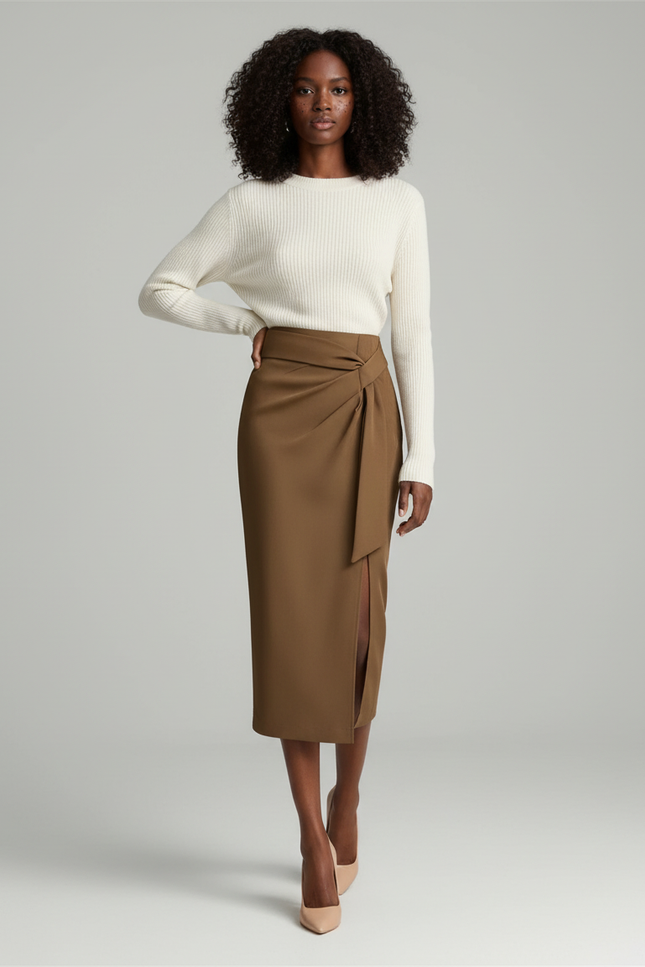 Jupe Crayon Avec Noeud