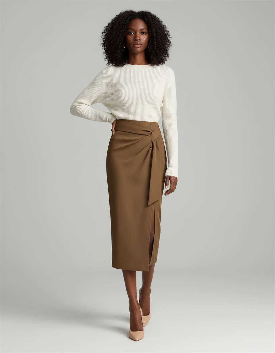 Jupe Crayon Avec Noeud