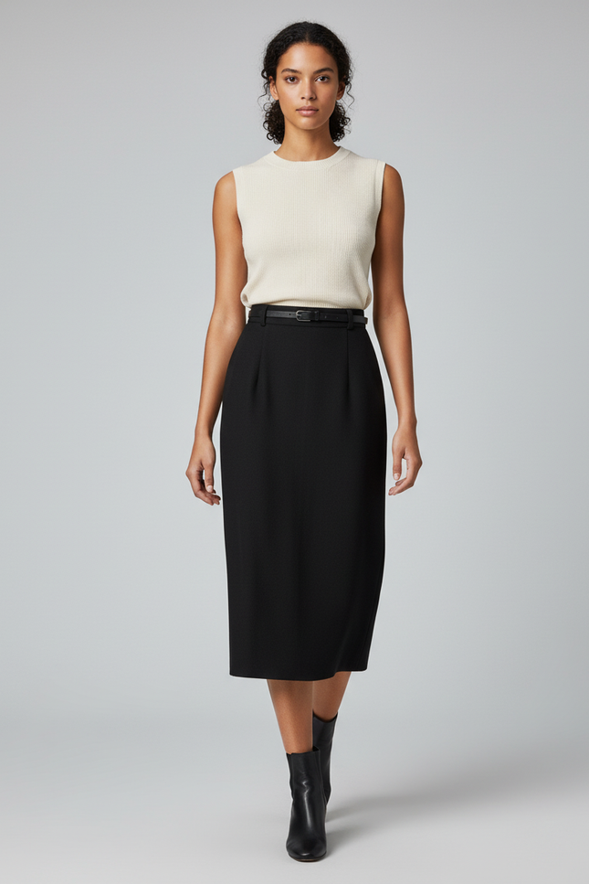 Jupe Crayon Noire Taille Haute Élégante