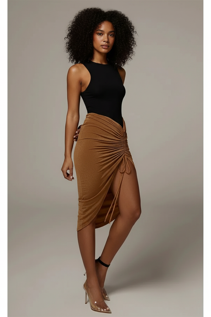 Jupe Crayon Asymétrique Froncée Chic