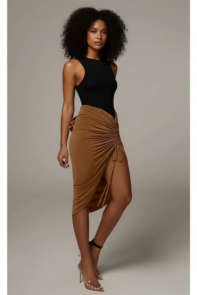 Jupe Crayon Asymétrique Froncée Chic