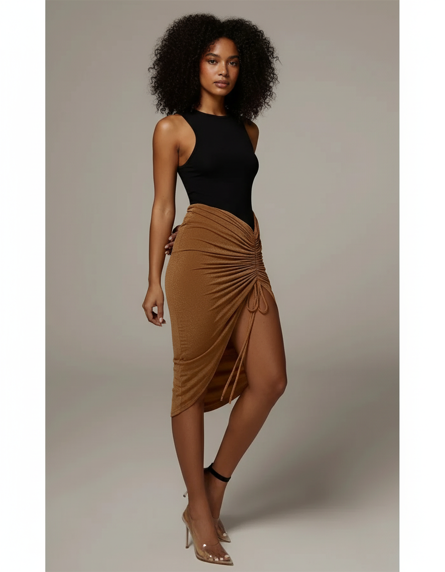 Jupe Crayon Asymétrique Froncée Chic