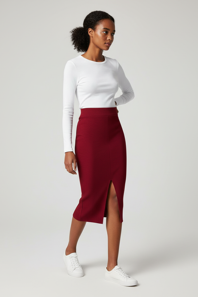 Jupe Crayon Avec Fente Devant