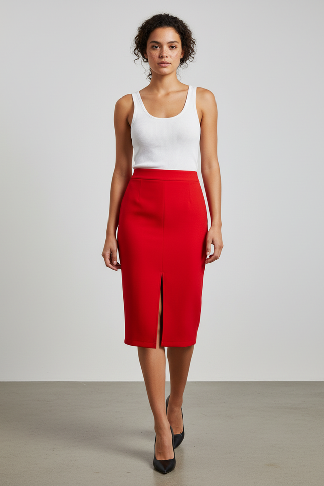 Jupe Crayon Rouge Femme