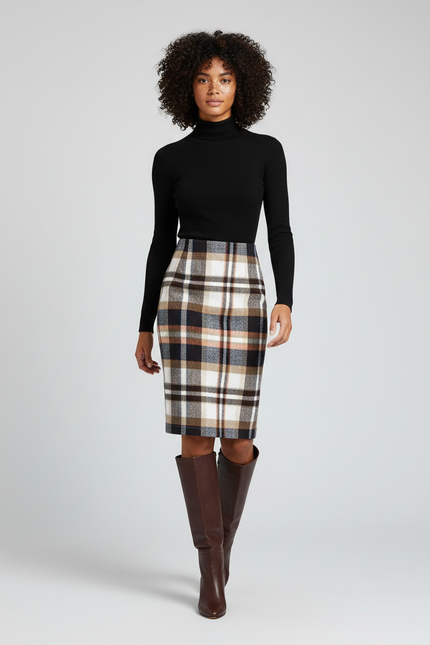 Jupe Crayon Tartan
