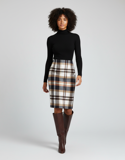 Jupe Crayon Tartan