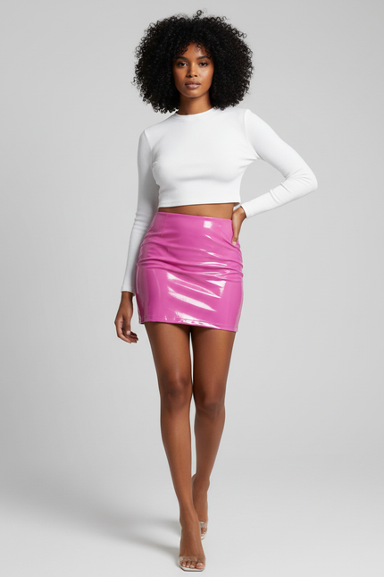 Jupe Crayon Rose Brillante Chic