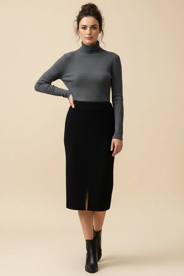 Jupe Crayon Taille Haute Tricotée Élégante