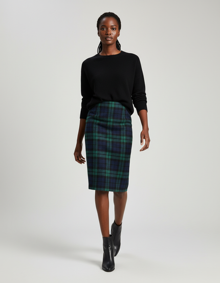 Jupe Crayon Laine Carreaux Élégante