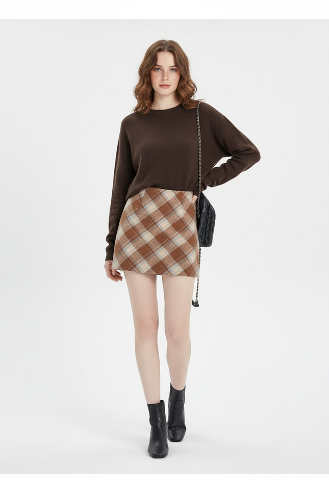 Jupe Crayon Laine Écossaise Vintage