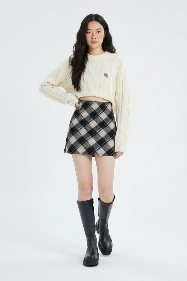 Jupe Crayon Mini Écossaise Décontractée