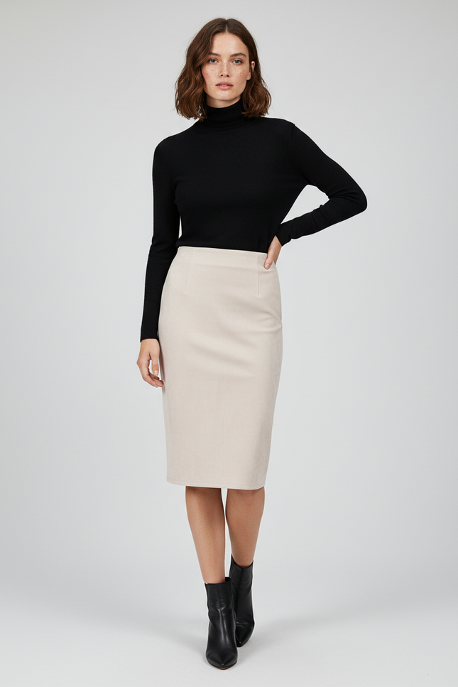 Jupe Crayon Beige Femme