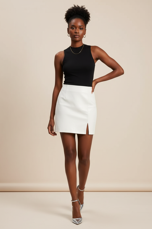 Jupe Crayon Blanche Fendue Chic