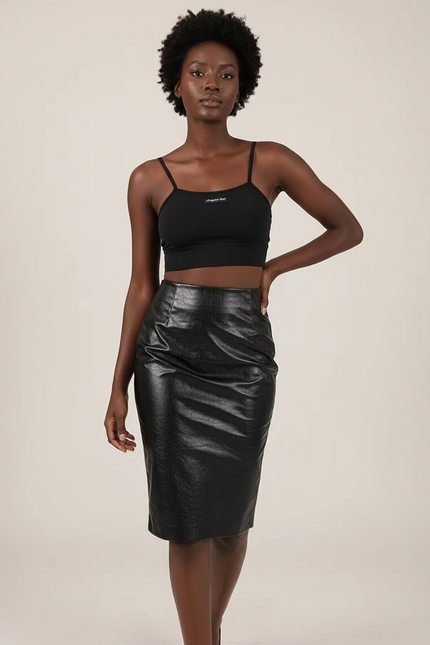 Jupe Crayon Noire Similicuir Chic