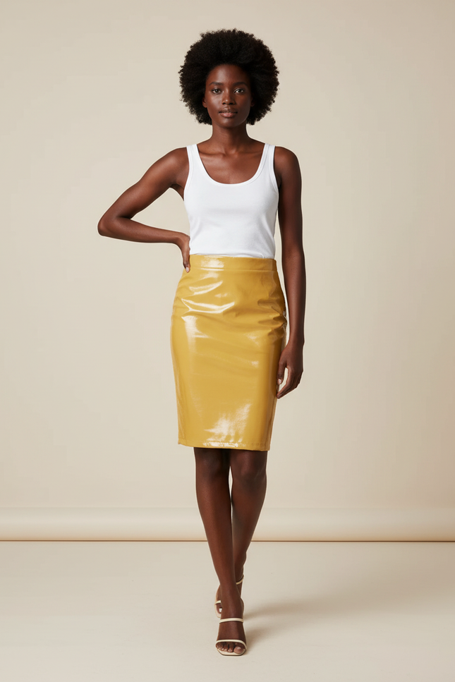 Jupe Crayon Jaune Brillant Bodycon