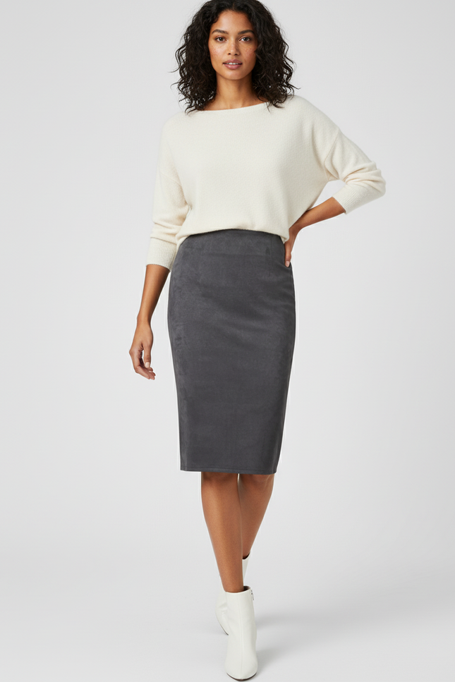 Jupe Crayon Mi Longue Cuir