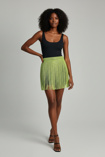 Jupe Crayon Néon Franges Scintillantes Chic