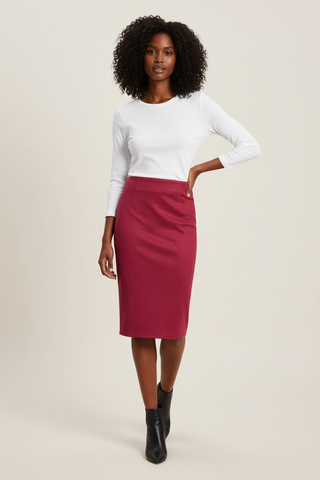 Jupe Crayon Bordeau