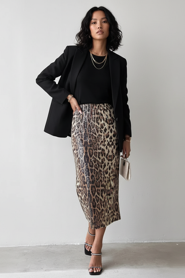 Jupe Crayon Imprimé Animal