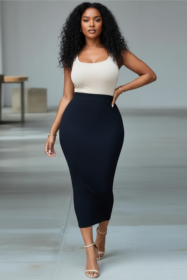 Jupe Crayon Noire Grande Taille