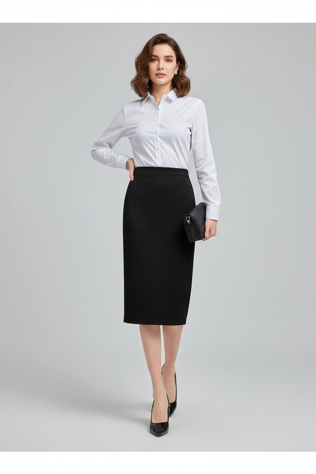 Jupe Crayon Noire Taille Haute Élégante