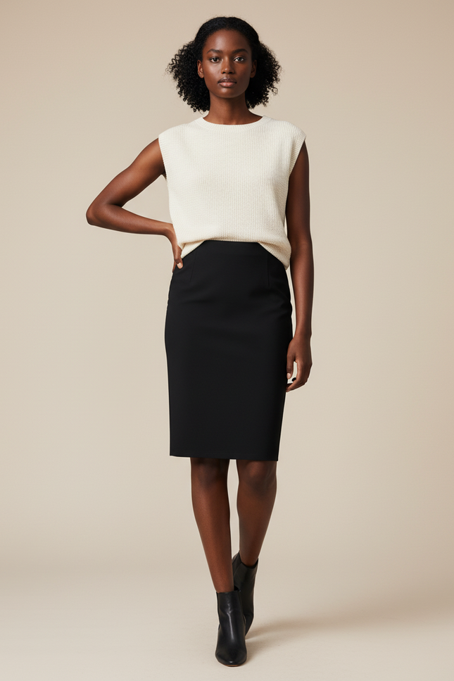 Jupe Crayon Noire Taille Haute Élégante