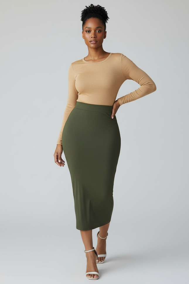 Jupe Crayon Vert Bouteille