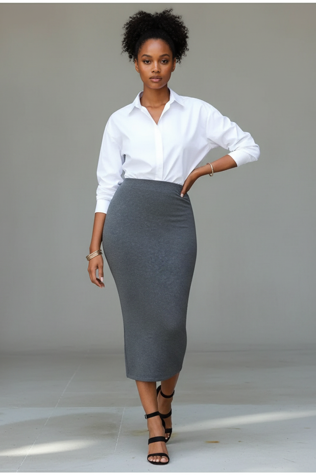 Jupe Crayon Gris Anthracite