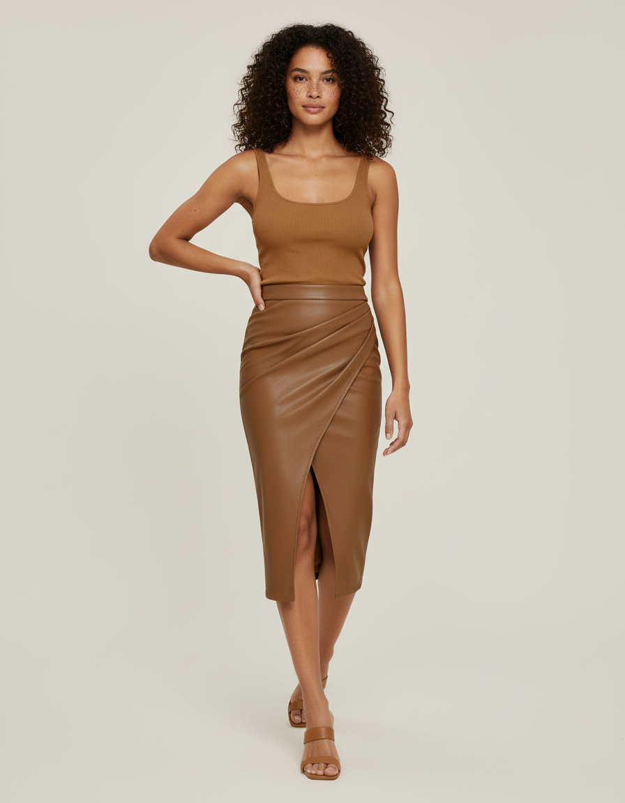 Jupe Crayon Similicuir Fendue Chic