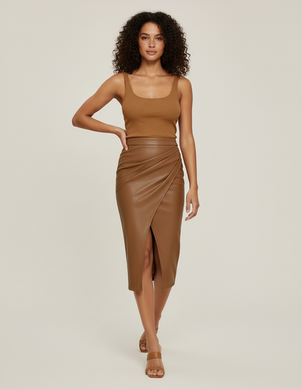 Jupe Crayon Similicuir Fendue Chic