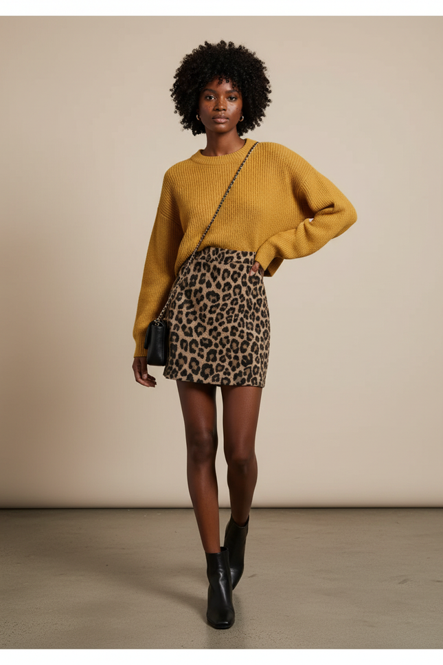 Jupe Crayon Mini Léopard Chic