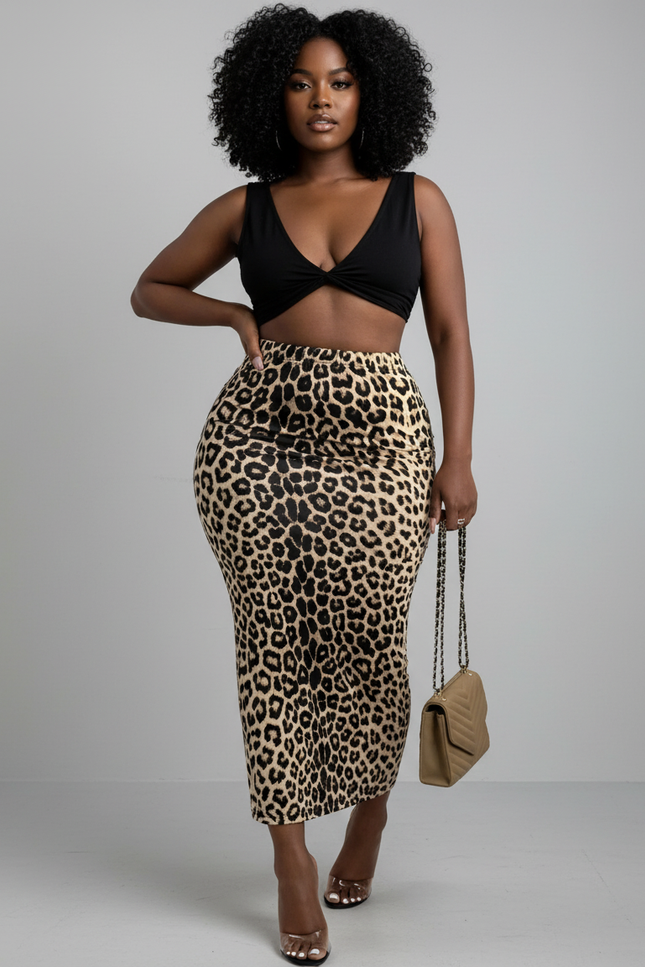 Jupe Crayon Imprimé Léopard Élégante