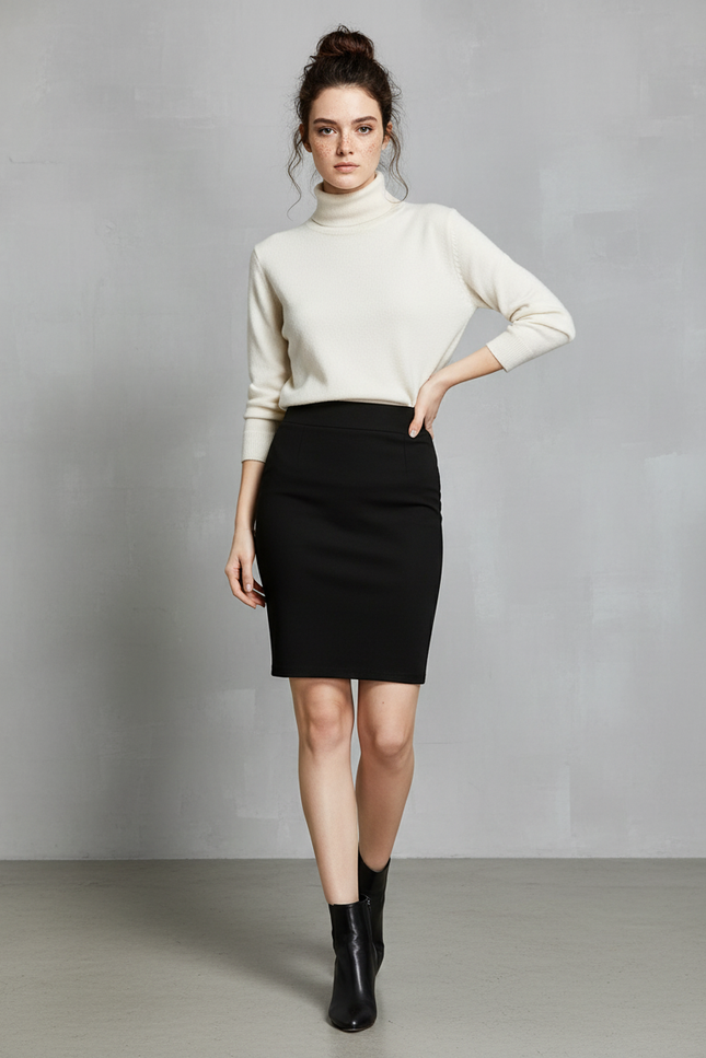 Jupe Crayon Noire Ajustée Élégante