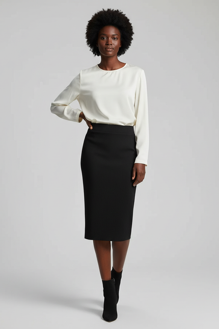 Jupe Noir Crayon Taille Haute