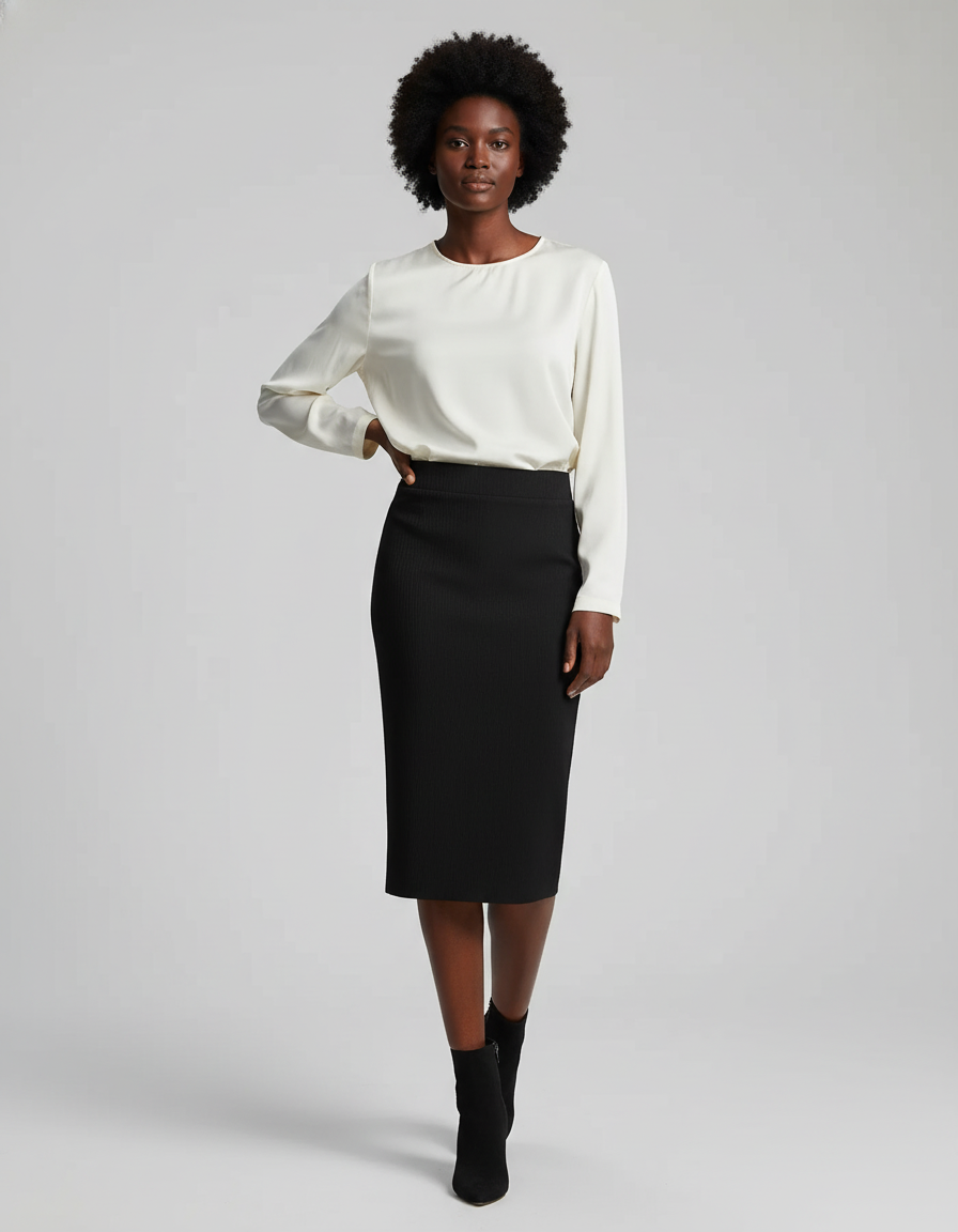 Jupe Noir Crayon Taille Haute