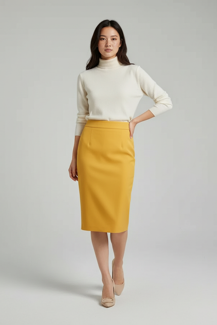 Jupe Crayon Jaune Moutarde